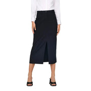 Black high-waisted midi skirt with front slit and tailored fit made of polyester blend by jacqueline de yong women gray skirt