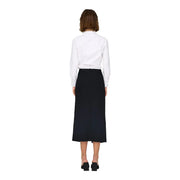 Jacqueline de yong women grey polyester blend midi skirt with straight cut and subtle side seam detail