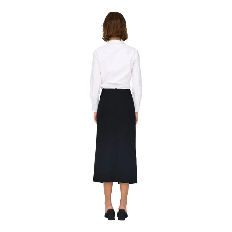 Jacqueline de yong women grey polyester blend midi skirt with straight cut and subtle side seam detail
