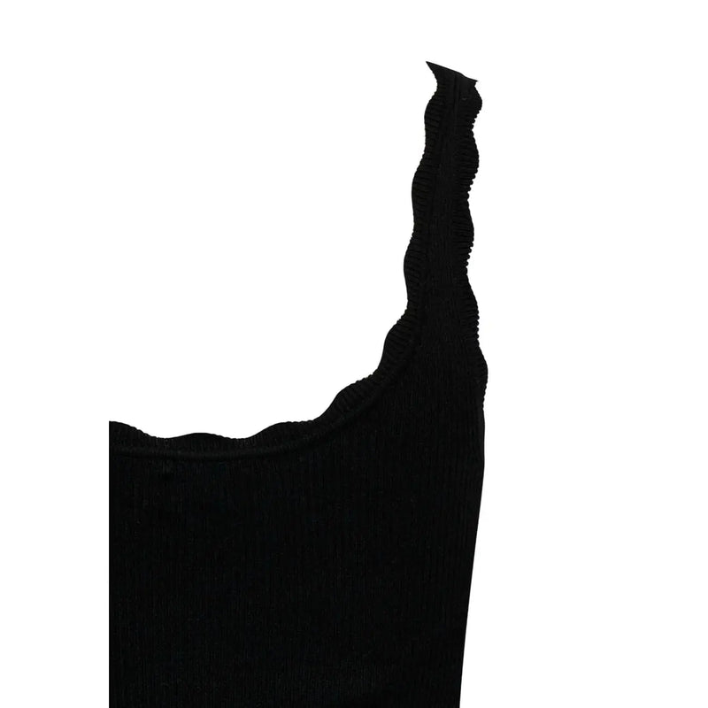 Jacqueline de Yong Damen-Tanktop aus schwarzem Rippstrick top mit geschwungenem Halsausschnitt aus Viskose