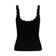 Jacqueline de Yong Damen-Tanktop aus schwarzem Rippstrick top mit geschwungenen Schulterträgern aus Viskose