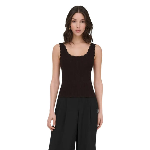 Ärmelloses, geripptes Strickoberteil top Kleid mit geschwungenem Ausschnitt von Jacqueline de Yong für Damen in Braun