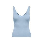 Jacqueline de Yong Damen hellblaues geripptes, ärmelloses Tanktop aus Viskose top mit V-Ausschnitt