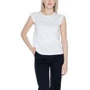 Ärmelloses Tanktop aus weißer Baumwolle top von Jacqueline De Yong mit zarter Spitzenborte an den Schultern