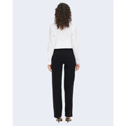 Schwarze, taillierte Damenhose von Jacqueline de Yong mit elegantem, geradem Bein und glattem Polyestergewebe