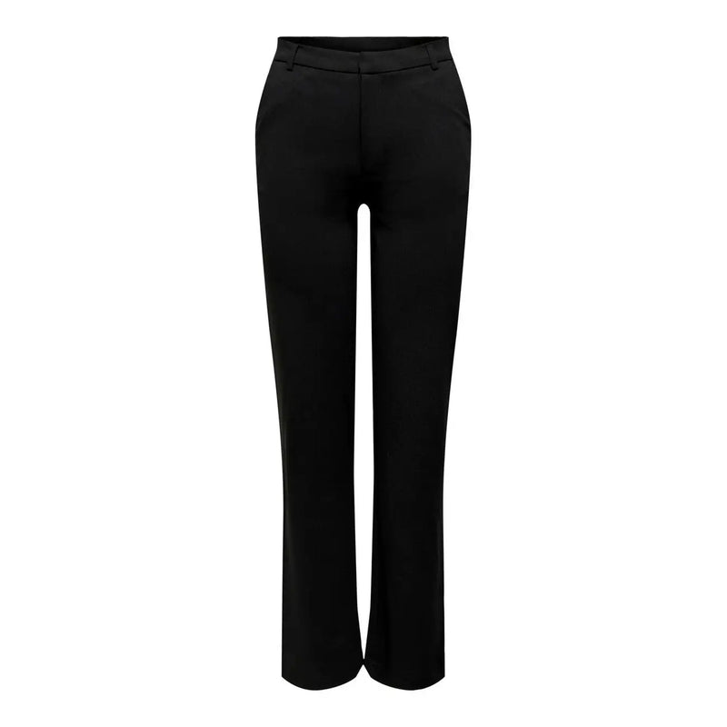 Schwarze, taillierte Damenhose von Jacqueline De Yong mit geradem Bein und dezenten Falten aus Polyestergewebe