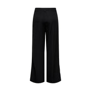 Schwarze Damenhose von Jacqueline de Yong mit weitem Bein, Reißverschluss vorne und glattem, elegantem Stoff
