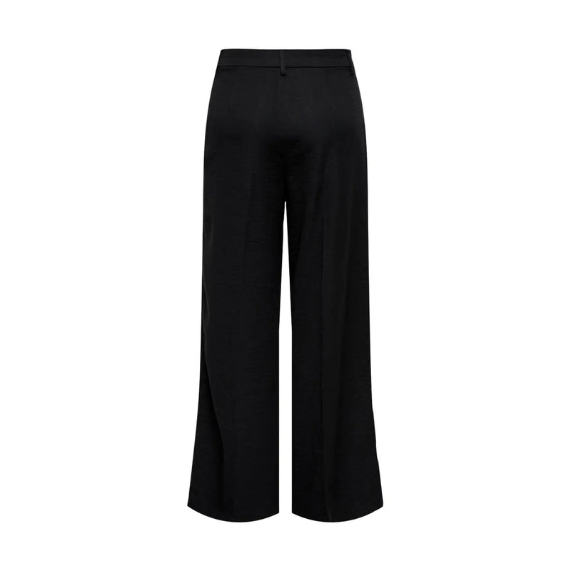 Schwarze Damenhose von Jacqueline de Yong mit weitem Bein, Reißverschluss vorne und glattem, elegantem Stoff