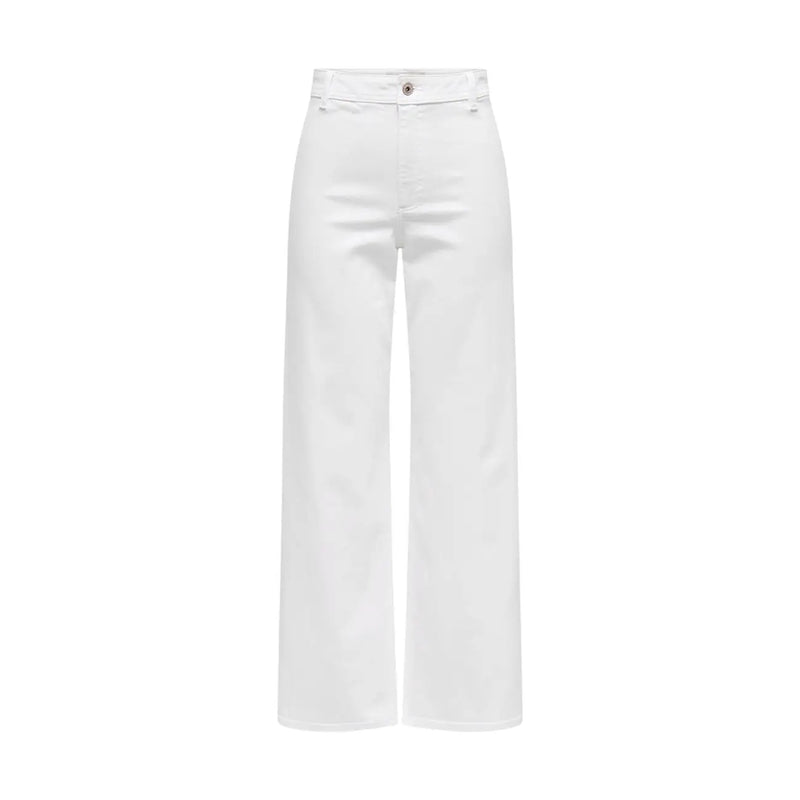Weiße, hochgeschnittene, weite Baumwollhose von Jacqueline de Yong für Damen, Größe 30, minimalistisches Design