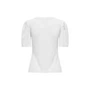 Jacqueline de Yong women white short sleeve blouse with eyelet fabric and chevron pattern design