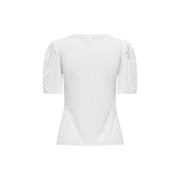 Jacqueline de Yong women white short sleeve blouse with eyelet fabric and chevron pattern design