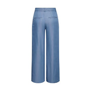 Hellblaue Lyocell-Hose mit weitem Bein, hohem Bund und Gesäßtaschen aus der Damenkollektion von Jacqueline de Yong.