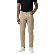 Khaki-colored slim-fit Jeckerson men trousers with classic five-pocket design and subtle distressing on the thighs
