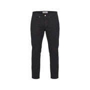 Black slim-fit denim jeans with gold-tone hardware and branded waistband label from Jeckerson men trousers collection