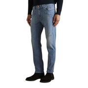 Jeckerson men jeans light blue organic cotton denim with modern slim-fit cut and subtle faded detailing