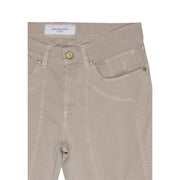 Beige Cordjeans mit dezenter Rippenstruktur und goldfarbenen Beschlägen jeckerson Etikett am Bund, Baumwollmischgewebe Piqué