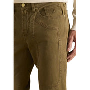 Jeckerson Herrenhose aus olivgrünem Cord mit goldenen Knöpfen und praktischem Taschendesign
