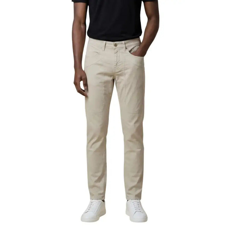 Beige Slim-Fit-Jeans aus Denim mit fünf Taschen und Knopfverschluss von jeckerson Herrenhosenkollektion