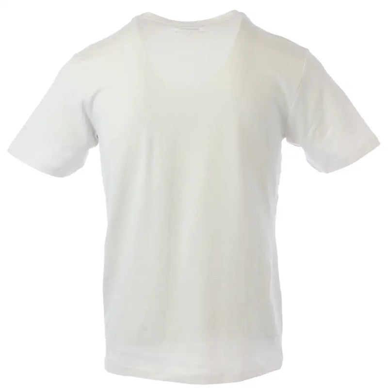 Jeckerson men’s slim fit white v-neck t-shirt made of soft cotton fabric with short sleeves and no print visible