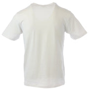 Jeckerson men’s slim fit white v-neck t-shirt made of soft cotton fabric with short sleeves and no print visible