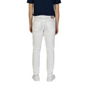 Jeckerson white cotton men spring summer trousers in clean straight-leg cut with subtle stitching details
