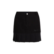 Karl Lagerfeld Jeans black womens pleated mini skirt with white button and logo branding for fall winter wear