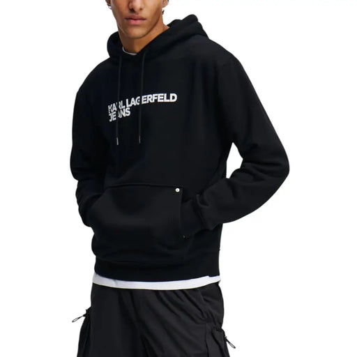 Men’s black hooded sweatshirt with kangaroo pocket from Karl Lagerfeld Jeans