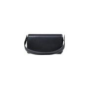 Karl Lagerfeld Jeans women black leather crossbody handbag with sleek minimalist design and white stitching edges
