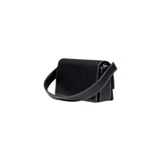 Karl Lagerfeld Jeans women black leather crossbody handbag with white stitching and multiple pockets