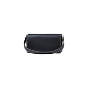 Karl Lagerfeld Jeans women black leather crossbody handbag with sleek minimalist design and white stitching edges