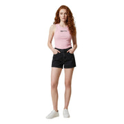 Ärmelloses, geripptes Tanktop aus rosa Baumwolle top mit schwarzem Logo auf der Brust von Karl Lagerfeld Damenjeans