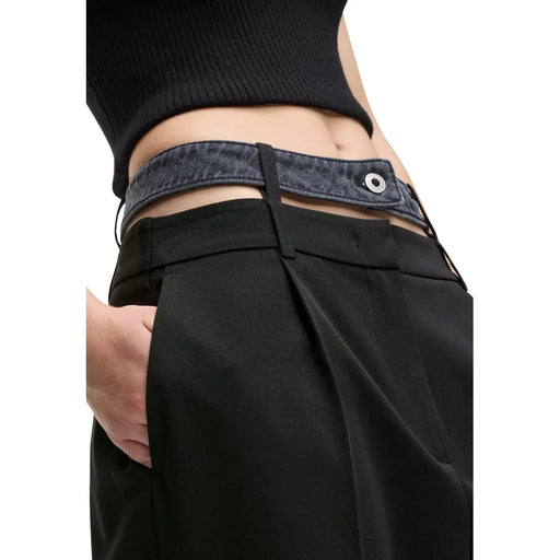 Dunkelblauer Jeansgürtel mit silberfarbener Metallschnalle karl lagerfeld Damen-Jeans, schwarz, mit Reißverschluss und Knopf, b1w10085