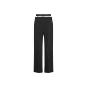 Karl Lagerfeld Schwarze Damen-Jeans mit weitem Bein, taillierter Passform und passendem Gürtel mit dezenten Fransen.