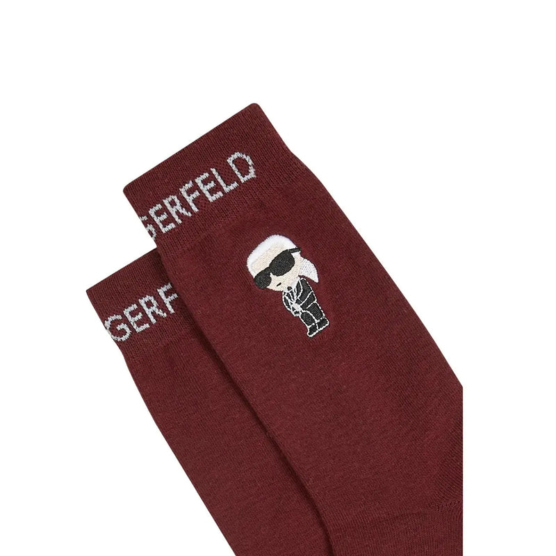 Kastanienbraun Karl Lagerfeld Baumwollsocken mit weißer, gestickter Comicfigur und silbernem Logo von Karl Lagerfeld 3er-Pack Jeans-Damenunterwäsche