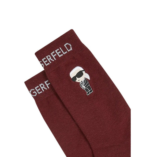 Kastanienbraun Karl Lagerfeld Baumwollsocken mit weißer, gestickter Comicfigur und silbernem Logo von Karl Lagerfeld 3er-Pack Jeans-Damenunterwäsche