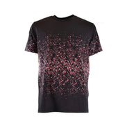 Karl Lagerfeld Männer t-shirt Kurzärmeliges schwarzes Hemd mit rosa-weiß gesprenkeltem Farbverlauf auf der Vorderseite
