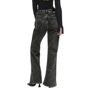 Karl Lagerfeld Schwarze Damen-Jeans aus Denim mit weitem Bein und Used-Look