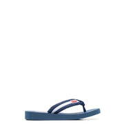 Marineblaue Kenzo Herren-Flip-Flops mit weißem Streifen und rotem Logo auf dem Gummiriemen für die Freizeit