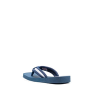 Blaue Kenzo Herren-Flip-Flops mit weiß-blau gestreiften Zehenstegriemen aus Gummi, ideal für die Freizeit.