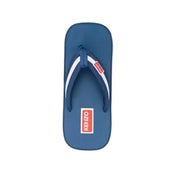 Kenzo Herren-Flip-Flops, blau gestreifte Gummisandalen mit blauem Flip-Flop, weißen Streifen und rotem Logo