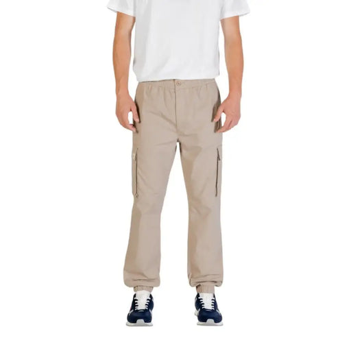 Beige and Khaki Cargo Pants displayed with durable fabric and multiple utility pockets