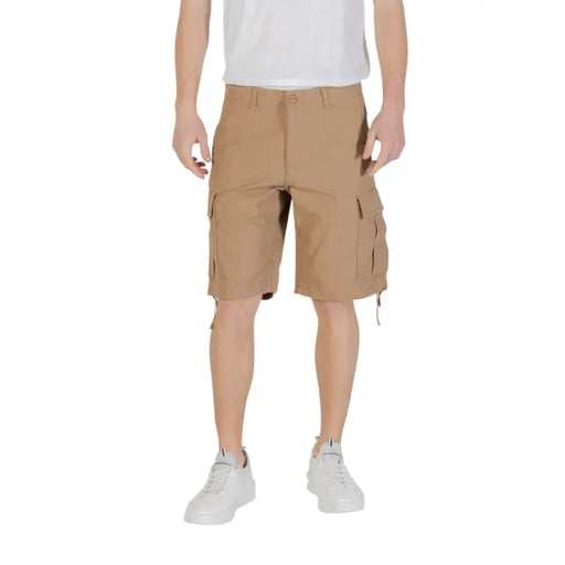 Khakifarbene Cargoshorts von Jack & Jones Schwarze Baumwolle Herren Shorts mit mehreren Taschen