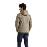 Beigefarbene Steppjacke mit Kapuze, Steppeinsätzen und schmaler Silhouette für Herren von Kway aus Polyester