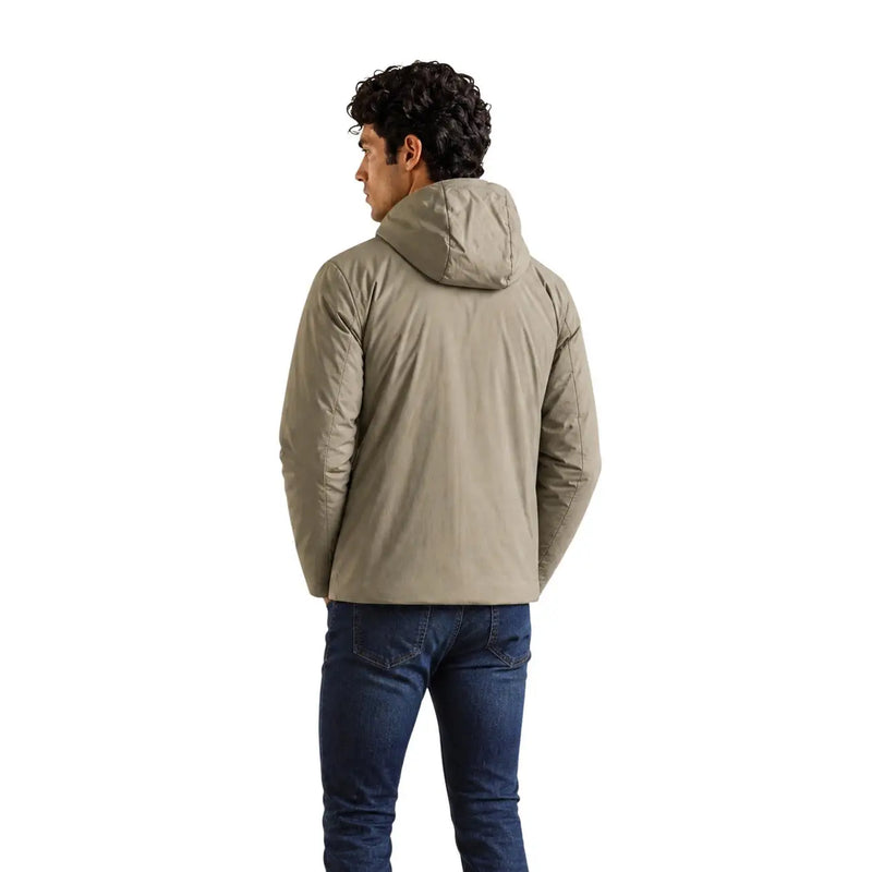 Beigefarbene Steppjacke mit Kapuze, Steppeinsätzen und schmaler Silhouette für Herren von Kway aus Polyester