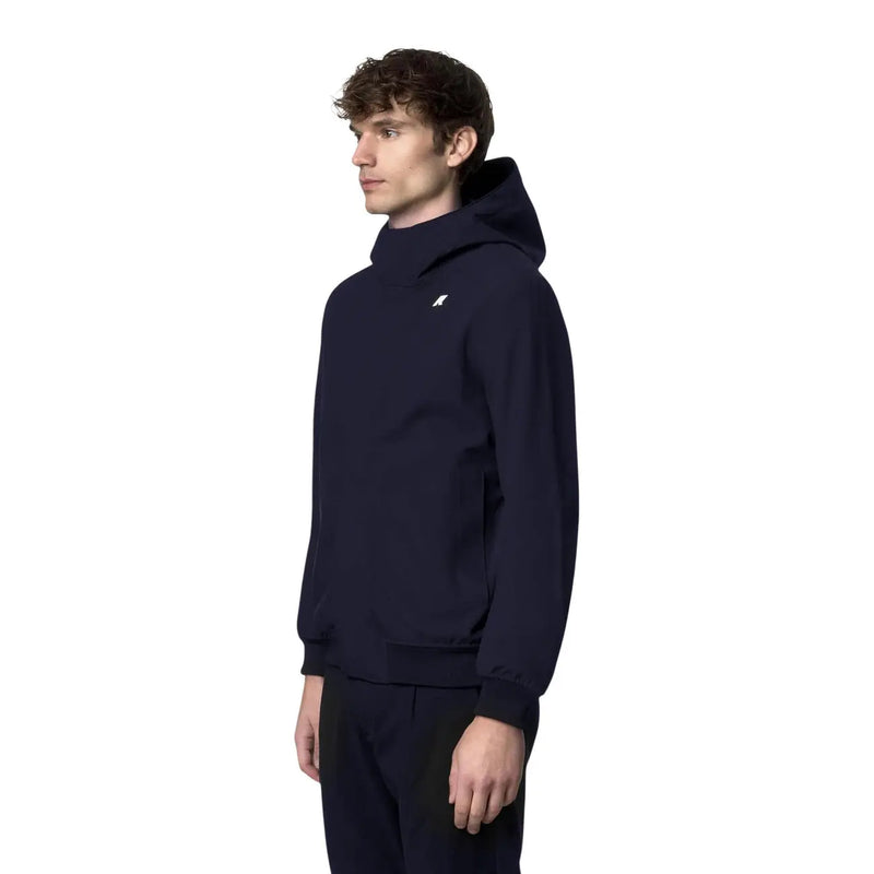 Marineblauer Kway Herren-Winterblazer aus Polyamid mit Kapuze und kleinem weißen Logo auf der Brust