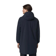 Kway Herrenblazer-Jacke aus blauem Polyester mit Kapuze in elegantem Dunkelblau, minimalistischem Design und glattem Stoff