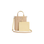 Lacoste beige leather tote bag with strap, clutch and crocodile logo