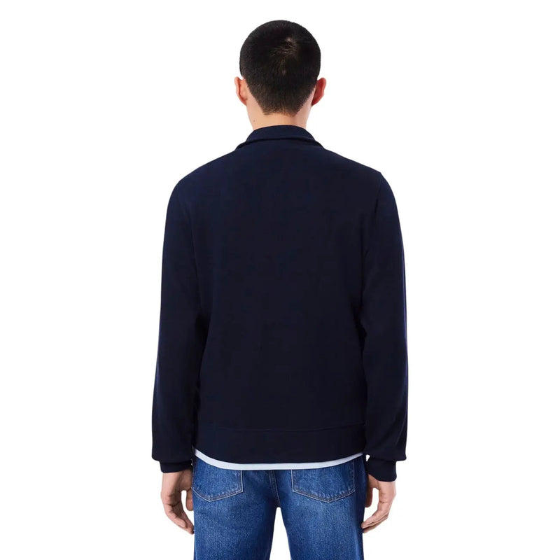 Marineblauer Lacoste Herren-Rollkragenpullover aus Baumwolle mit dezent geripptem Kragen und Bündchen aus Strickmaterial
