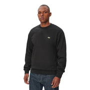 Schwarzes Lacoste Herren-Sweatshirt aus Baumwolle mit Rundhalsausschnitt und kleinem grünen Krokodil-Logo auf der linken Brust