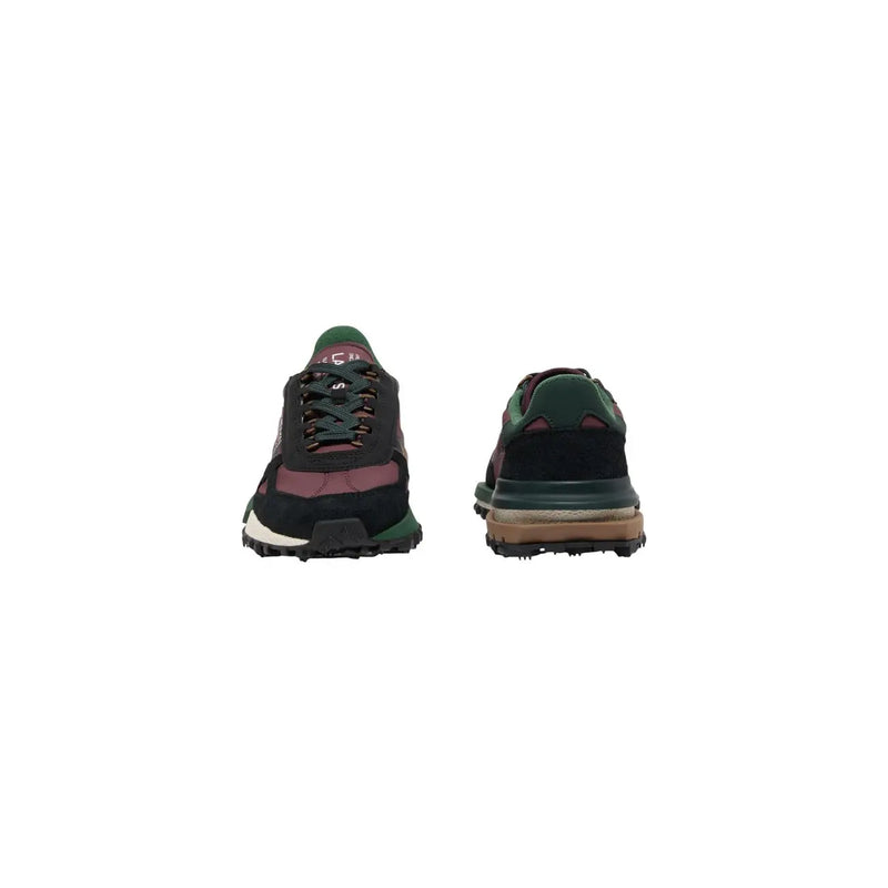 Lacoste Herren-Sneaker aus Leder, Modell Bordeaux Elite Active, in Dunkelgrün und Kastanienbraunem Wildleder mit klobiger, mehrlagiger Sohle